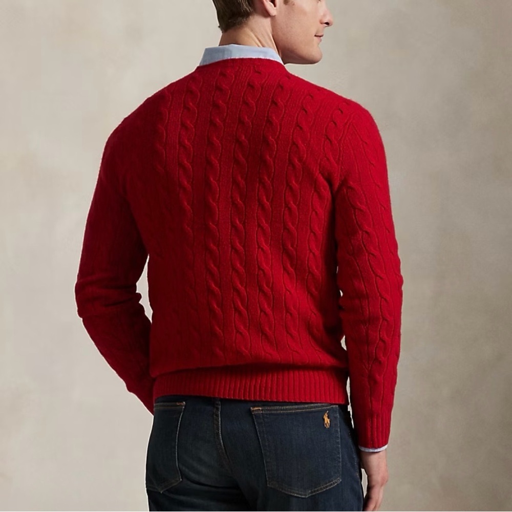 Polo Ralph Lauren Men’s Cable-Knit Wool-Angora Sweater luxury office Logo - Picture 9 of 13